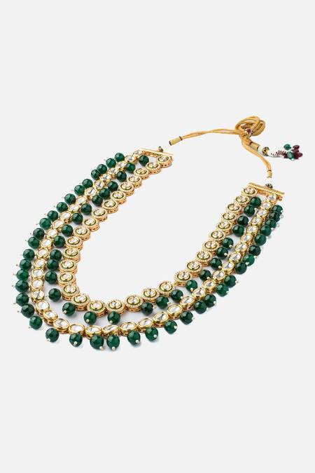 Vivinia By Vidhi Mehra Gold Plated Beads, Zari Kundan And Polki Layered Necklace Online at Aza Fashions Vivinia By Vidhi Mehra_Gold Plated Beads, Zari Kundan And Polki Layered Necklace _Online_at_Aza_Fashions