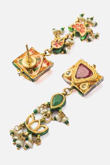 Vivinia By Vidhi Mehra_Gold Plated Beads, Piping Multi Color Kundan Choker Set _Online_at_Aza_Fashions