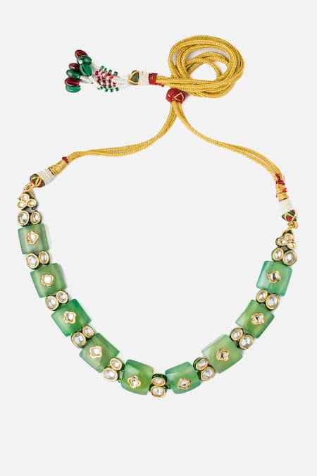 Shop Vivinia By Vidhi Mehra Green Kundan Embellished Choker at Aza Fashions Shop_Vivinia By Vidhi Mehra_Green Kundan Embellished Choker _at_Aza_Fashions