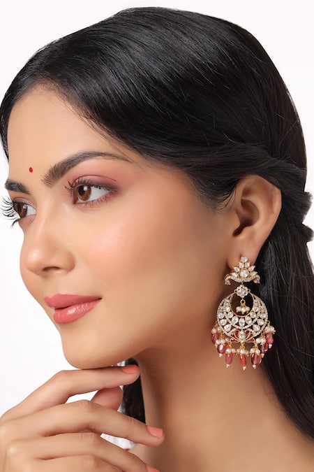Kicky & Perky Kundan Pearl Bead Chandbalis 