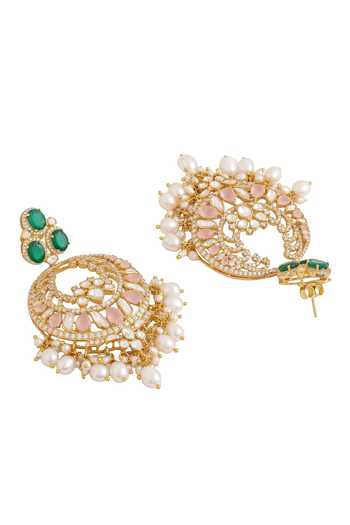 Shop_Kicky & Perky_Gold Plated Pearls, Stones And Chandbalis _Online_at_Aza_Fashions