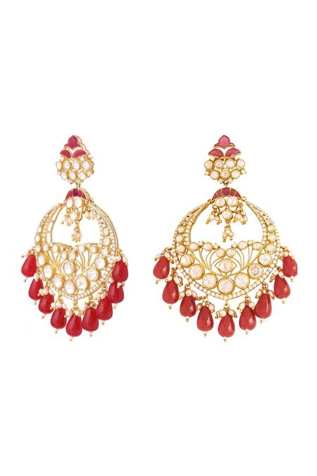 Shop_Kicky & Perky_Gold Plated Pearls, Stones, Beads, Gota Patti Kundan And Chandbalis 