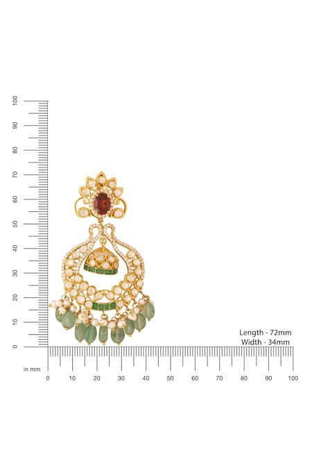 Buy Kicky & Perky Gold Plated Pearls, Stones, Beads Floral Scallop Pattern Earrings Online at Aza Fashions Buy_Kicky & Perky_Gold Plated Pearls, Stones, Beads Floral Scallop Pattern Earrings _Online_at_Aza_Fashions