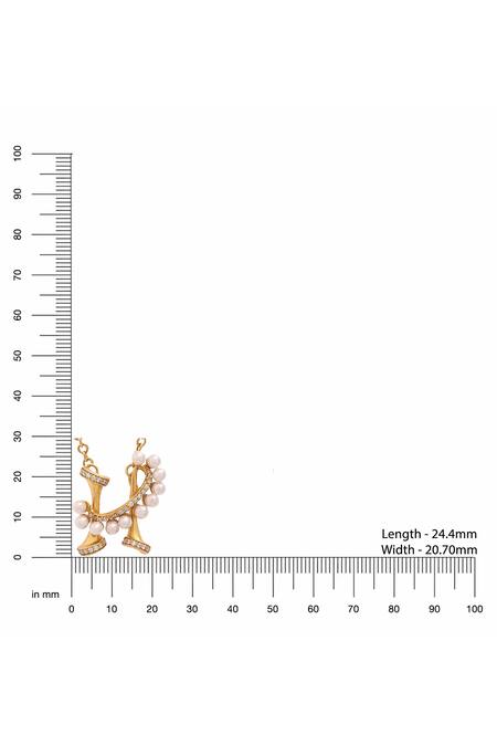 Shop Kicky & Perky Gold Plated Stone And Pearl Alphabet H Pendant Necklace Online at Aza Fashions Shop_Kicky & Perky_Gold Plated Stone And Pearl Alphabet H Pendant Necklace _Online_at_Aza_Fashions