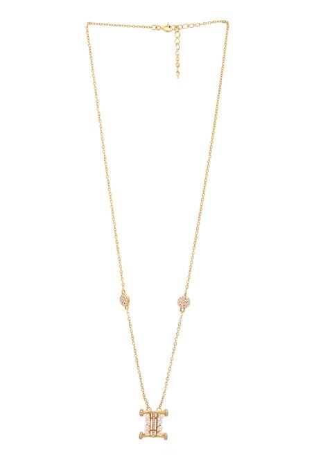 Buy Kicky & Perky Gold Plated Pearls, Stones And Alphabet I Pendant Necklace Online at Aza Fashions Buy_Kicky & Perky_Gold Plated Pearls, Stones And Alphabet I Pendant Necklace _Online_at_Aza_Fashions