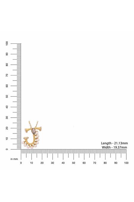 Shop Kicky & Perky Gold Plated Pearls, Stones And Alphabet J Pendant Necklace Online at Aza Fashions Shop_Kicky & Perky_Gold Plated Pearls, Stones And Alphabet J Pendant Necklace _Online_at_Aza_Fashions