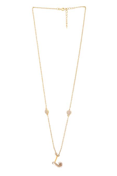 Buy Kicky & Perky Gold Plated Pearls, Stones And Alphabet L Pendant Necklace Online at Aza Fashions Buy_Kicky & Perky_Gold Plated Pearls, Stones And Alphabet L Pendant Necklace _Online_at_Aza_Fashions