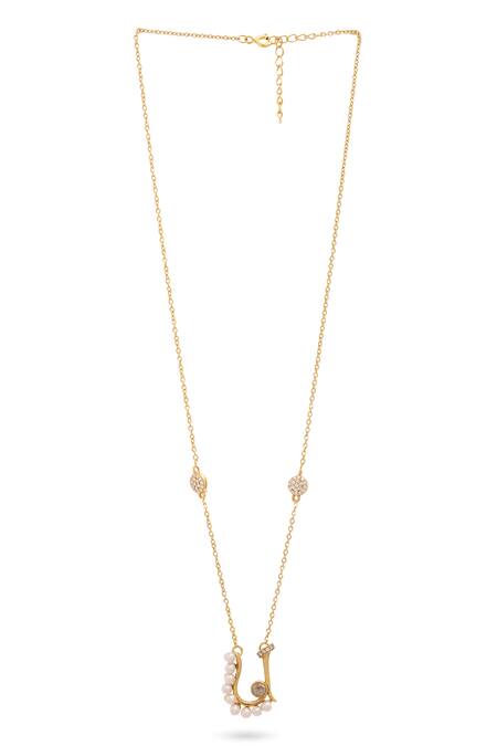Kicky & Perky Gold Plated U Shaped Pendant Necklace Online at Aza Fashions Kicky & Perky_Gold Plated U Shaped Pendant Necklace _Online_at_Aza_Fashions