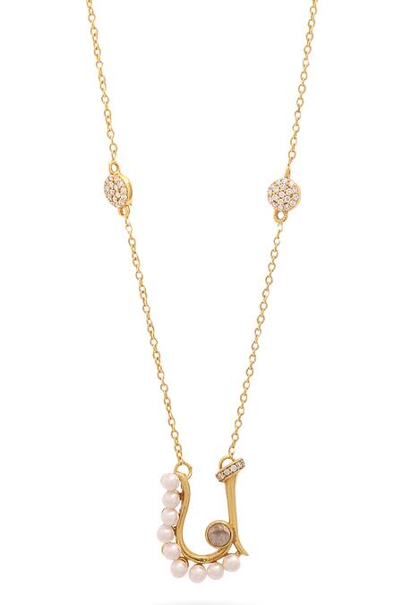 Shop Kicky & Perky Gold Plated U Shaped Pendant Necklace Online at Aza Fashions Shop_Kicky & Perky_Gold Plated U Shaped Pendant Necklace _Online_at_Aza_Fashions