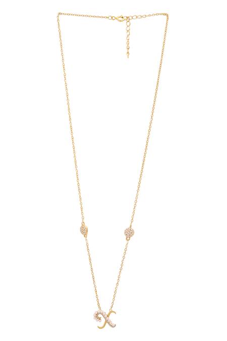 Buy_Kicky & Perky_Gold Plated X Shaped Pendant Necklace _Online_at_Aza_Fashions