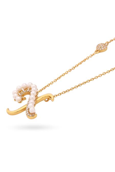 Kicky & Perky Gold Plated X Shaped Pendant Necklace at Aza Fashions Kicky & Perky_Gold Plated X Shaped Pendant Necklace _at_Aza_Fashions