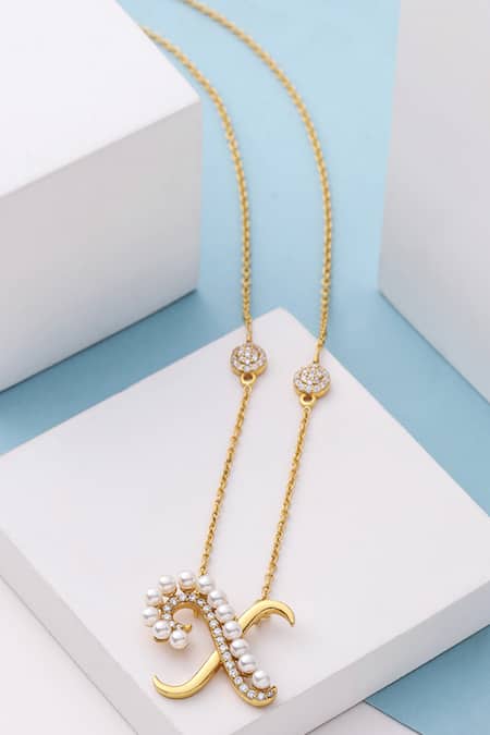 Shop_Kicky & Perky_Gold Plated X Shaped Pendant Necklace _at_Aza_Fashions
