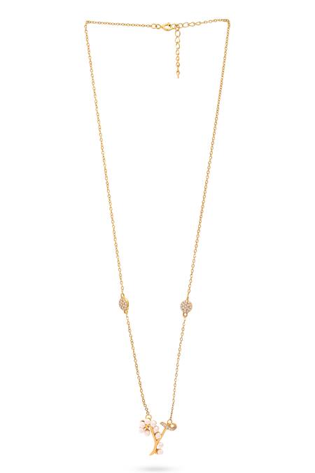 Kicky & Perky_Gold Plated Y Shaped Pendant Necklace _Online_at_Aza_Fashions