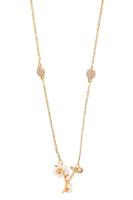 Buy_Kicky & Perky_Gold Plated Y Shaped Pendant Necklace _Online_at_Aza_Fashions