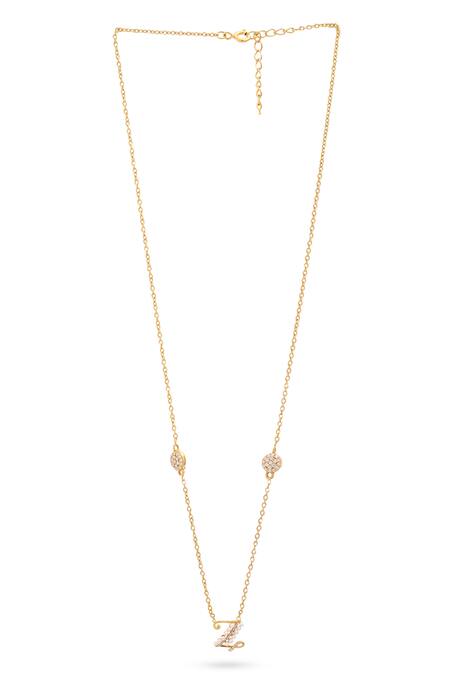 Buy_Kicky & Perky_Gold Plated Z Shaped Pendant Necklace _Online_at_Aza_Fashions