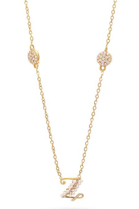 Shop_Kicky & Perky_Gold Plated Z Shaped Pendant Necklace _Online_at_Aza_Fashions