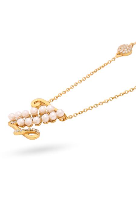 Kicky & Perky_Gold Plated Z Shaped Pendant Necklace _at_Aza_Fashions