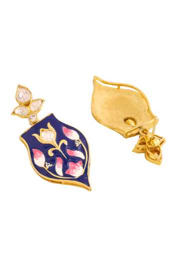 Buy_Kicky & Perky_Gold Plated Stones Floral Embellished Dangler Earrings _Online_at_Aza_Fashions