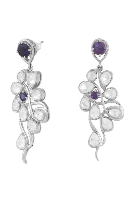 Buy_Kicky & Perky_Silver Plated Stones Abstract Pattern Dangler Earrings_Online_at_Aza_Fashions