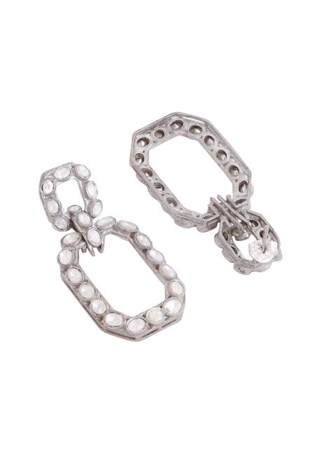 Kicky & Perky_Silver Plated Stones Embellished Dangler Earrings _Online_at_Aza_Fashions