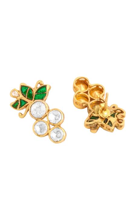 Buy_Kicky & Perky_Gold Plated Stones Floral Embellished Stud Earrings_Online_at_Aza_Fashions