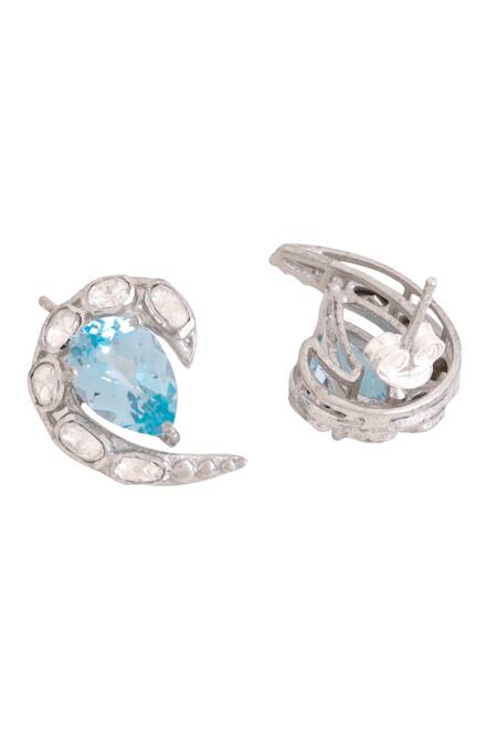 Shop Kicky & Perky Silver Plated Stones Abstract Motif Stud Earrings Online at Aza Fashions Shop_Kicky & Perky_Silver Plated Stones Abstract Motif Stud Earrings _Online_at_Aza_Fashions