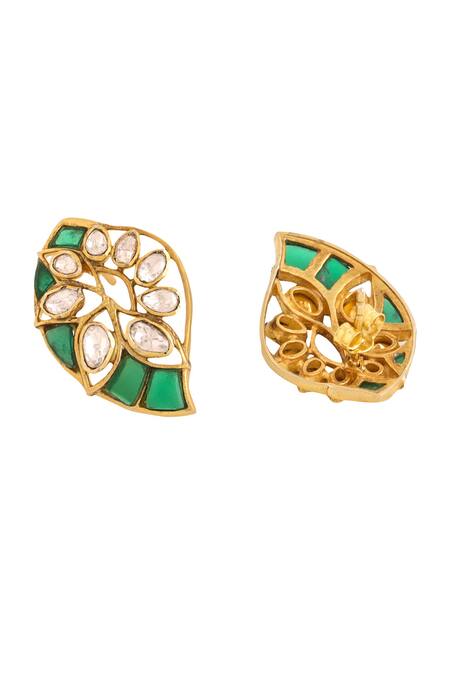 Buy_Kicky & Perky_Gold Plated Stones Embellished Stud Earrings _Online_at_Aza_Fashions