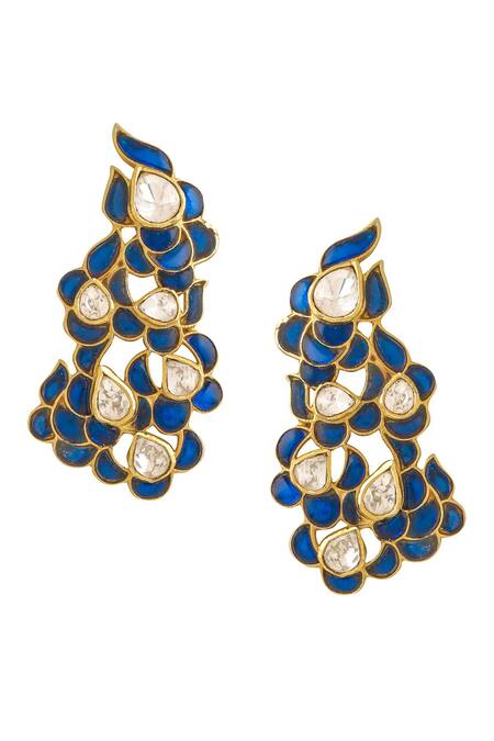 Buy_Kicky & Perky_Gold Plated Stones Embellished Floral Cutwork Earrings 