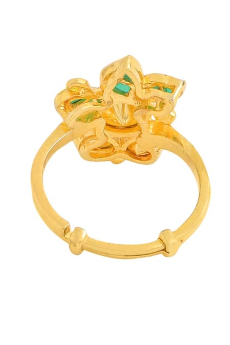 Buy_Kicky & Perky_Gold Plated Stones Floral Shaped Ring _Online_at_Aza_Fashions