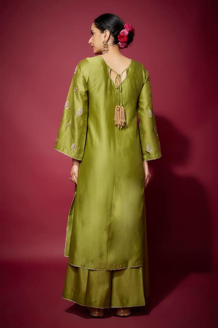 The Aarya Paisley Embroidered Green Kurta Set