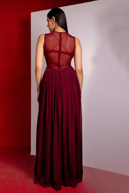 Pinup By Astha Curved Waist Gown With Bralette 