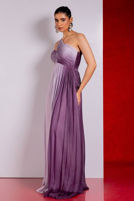 Buy Pinup By Astha Purple Chiffon One Shoulder Shaded Gown Online at Aza Fashions Buy_Pinup By Astha_Purple Chiffon One Shoulder Shaded Gown _Online_at_Aza_Fashions