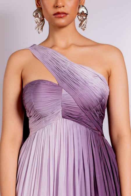 Pinup By Astha Purple Chiffon One Shoulder Shaded Gown at Aza Fashions Pinup By Astha_Purple Chiffon One Shoulder Shaded Gown _at_Aza_Fashions