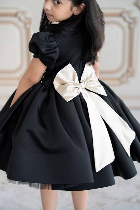 Ruchika Lath Label Black Brocade Crystals, Pearls, Cut Work 3d Floral Embroidered Dress Online at Aza Fashions Ruchika Lath Label_Black Brocade Crystals, Pearls, Cut Work 3d Floral Embroidered Dress _Online_at_Aza_Fashions