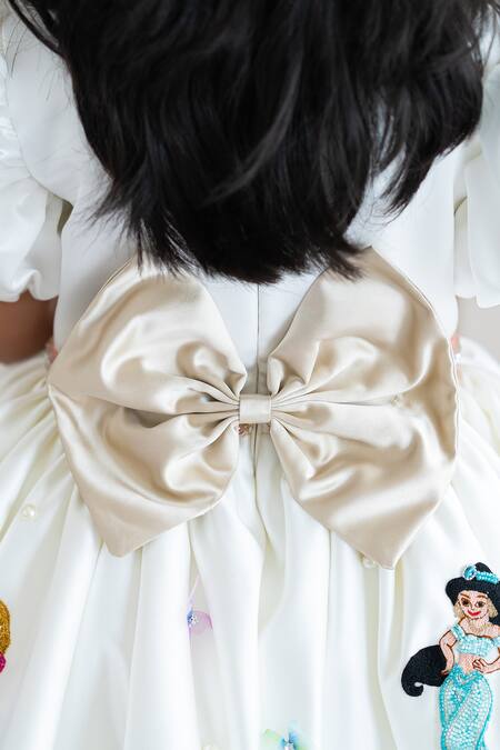Buy_Ruchika Lath Label_White Brocade, Linen Crystals, Sequins, Disney Princess Placement Dress 