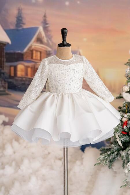 Ruchika Lath Label_Off White Sequins, Beads Embroidered Dress _Online_at_Aza_Fashions