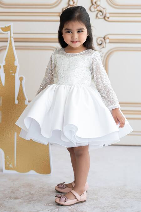 Shop_Ruchika Lath Label_Off White Sequins, Beads Embroidered Dress _Online_at_Aza_Fashions