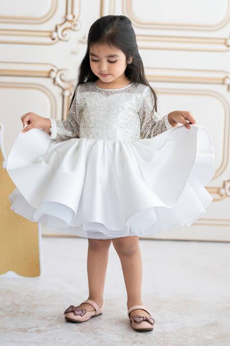 Ruchika Lath Label_Off White Sequins, Beads Embroidered Dress _at_Aza_Fashions