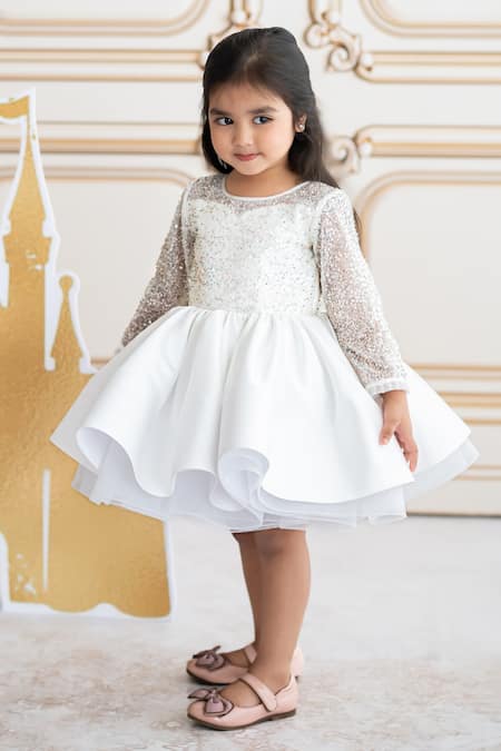 Buy_Ruchika Lath Label_Off White Sequins, Beads Embroidered Dress 