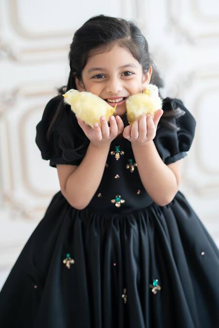 Ruchika Lath Label_Black Crystals, Stones Cluster Embellished Gown _Online_at_Aza_Fashions