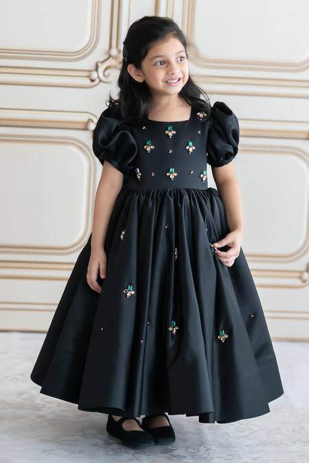 Buy_Ruchika Lath Label_Black Crystals, Stones Cluster Embellished Gown _Online_at_Aza_Fashions