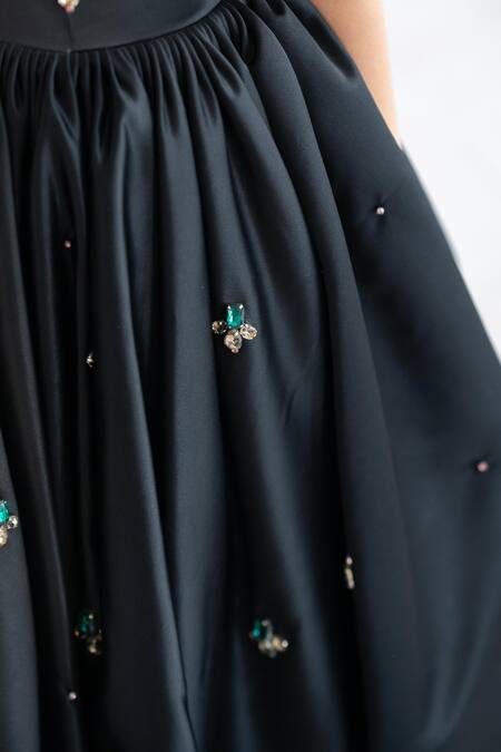 Ruchika Lath Label_Black Crystals, Stones Cluster Embellished Gown _at_Aza_Fashions