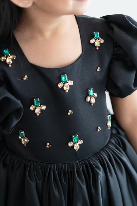 Shop_Ruchika Lath Label_Black Crystals, Stones Cluster Embellished Gown 