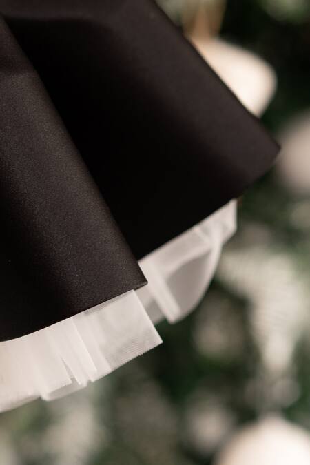 Buy_Ruchika Lath Label_Black Brocade, Chiffon Pearls, Lace Waistband Dress _Online_at_Aza_Fashions