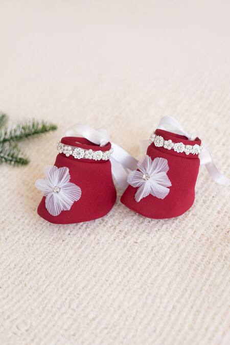 Ruchika Lath Label_Red Neoprene, Cotton Pearls, Sequins, Embellished Dress Set With Accessories _Online_at_Aza_Fashions