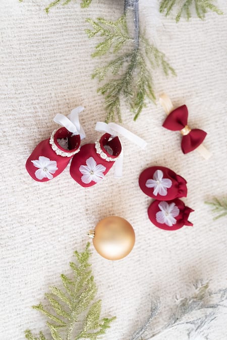 Ruchika Lath Label Red Embellished Dress Set with Accessories 