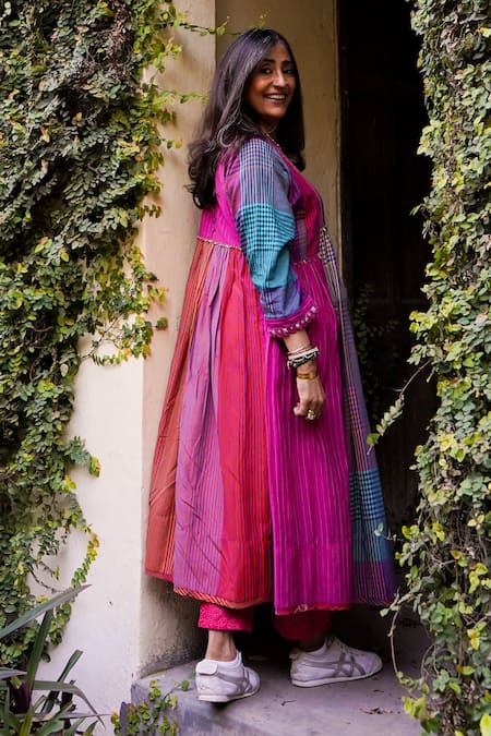 Swatti Kapoor Multicolor Stripe Woven Kurta 