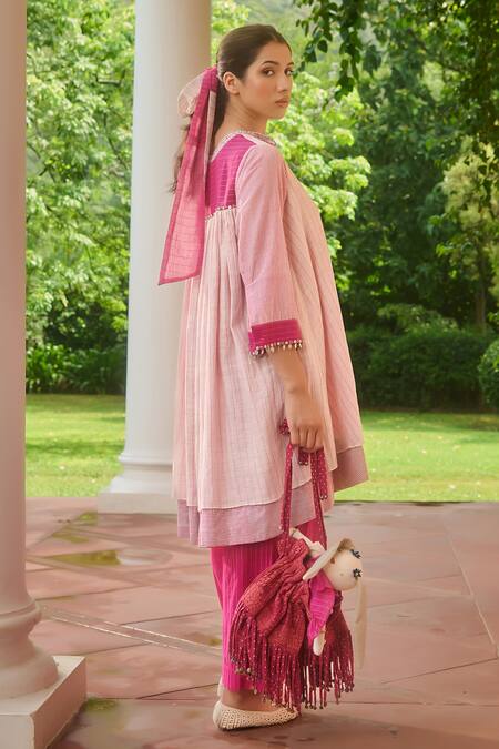 Buy Swatti Kapoor Pink , Handloom Embroidery Stripe Pattern Pant Online at Aza Fashions Buy_Swatti Kapoor_Pink , Handloom Embroidery Stripe Pattern Pant _Online_at_Aza_Fashions