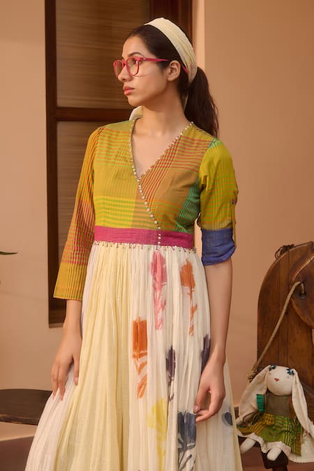Buy Swatti Kapoor Multi Color Handloom Cotton, Chanderi Embroidery Bloom Motif Angarkha Anarkali Online at Aza Fashions Buy_Swatti Kapoor_Multi Color Handloom Cotton, Chanderi Embroidery Bloom Motif Angarkha Anarkali _Online_at_Aza_Fashions