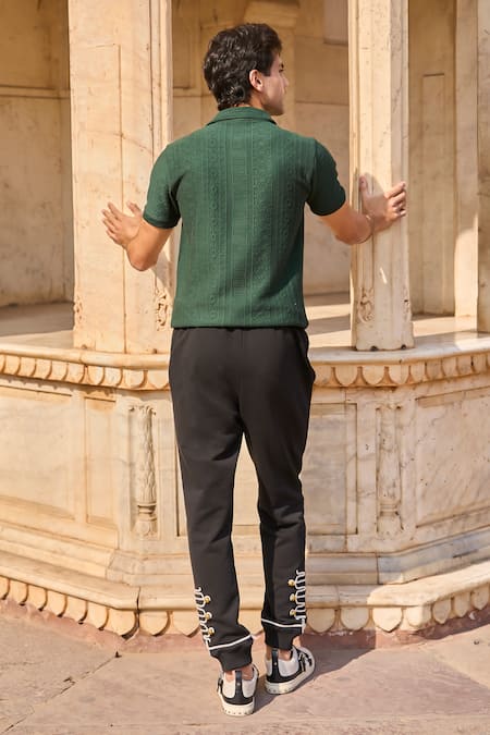 Dash And Dot Jacquard Geometric Knit Polo 